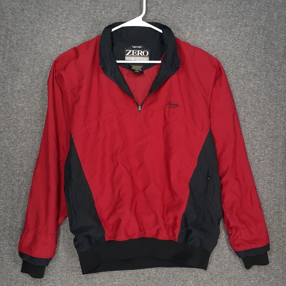 Zero Restriction Windbreaker Lightweight Pullover Mens M Red Snap Golf Achasta